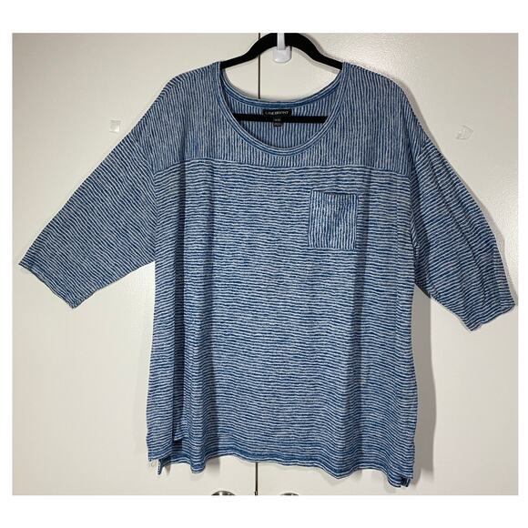 Lane Bryant 3/4 Sleeve Round Neck Blue & White Striped Tunic Tee Top Size 18/20 - Picture 7 of 9